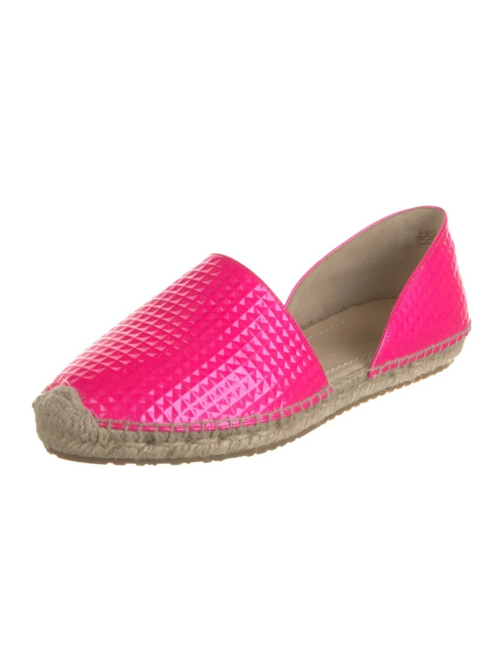 Jimmy Choo Neon Pink Textured Espadrille Flats